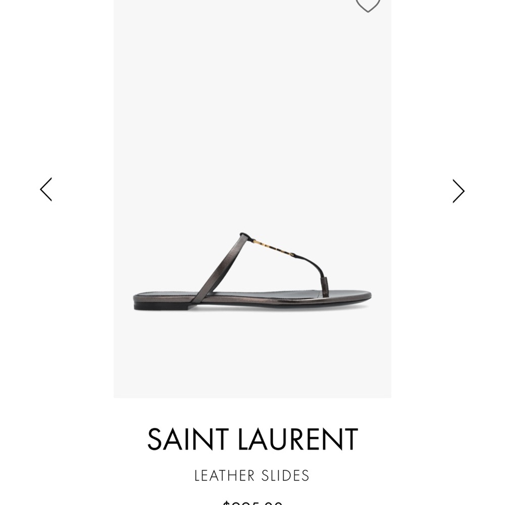 Saint Laurent Black Leather Thong Sandals